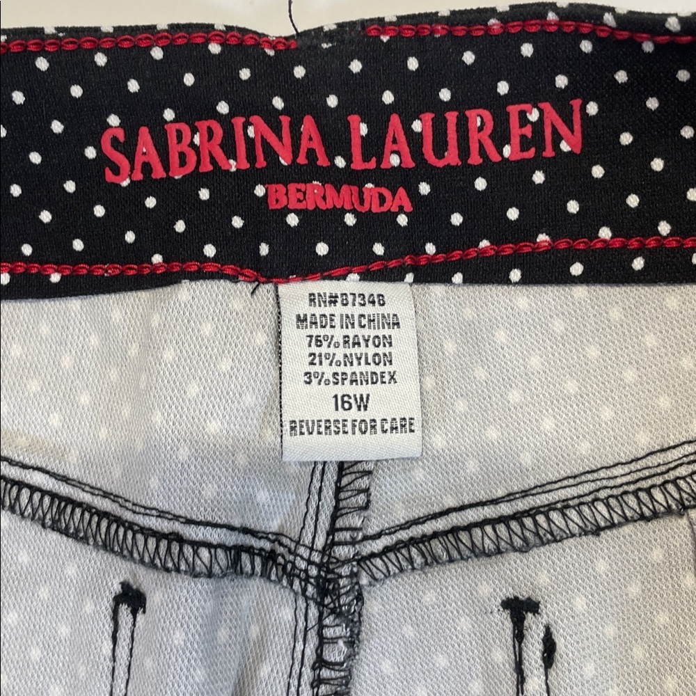 Sabrina Lauren Bermuda Polka Dot Shorts Black White Womens Plus 16W - Picture 2 of 8
